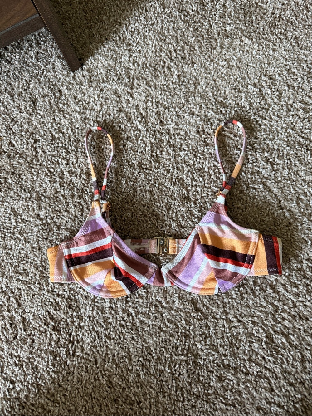 MinkPink Striped Multicolor Underwire Bikini Top - Pink Orange Purple